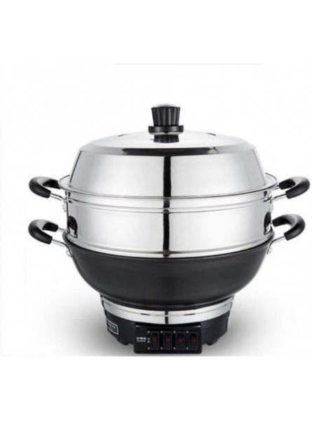 Electric Frying Pan Integrated Electric Hot Pot Electric Wok Multi Function Electric Hot Pot Cooking Stew Can Be Used in Kitchen Restaurants Etc. Color Silver Size 36Cm Kitchen Cookware Silver 38 - HIPXRXXA