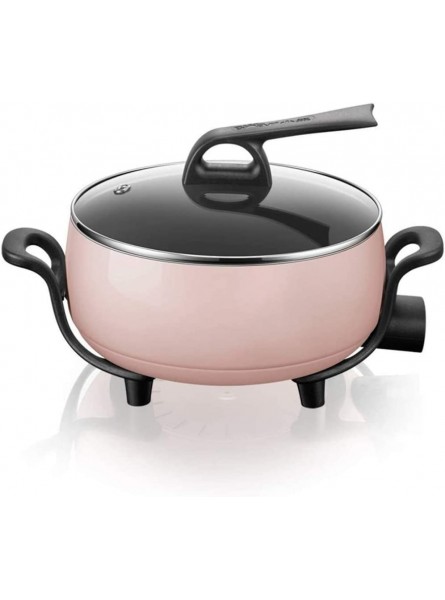 Electric Hot Pot Home Multi-Function Electric Cooker Electric Wok Barbecue Cooking Pot,4.5 Liter Large Capacity Knob Non-Stick Coating Hot Pot-Pink - LSUY0NO2