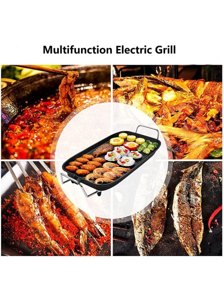 Linjolly Multi-purpose Electric Grill Hot Wok 1360 W Power 5 Speed Adjustment with Handle Tempered Glass Cover and Oil Leak Design - KUSUHABF