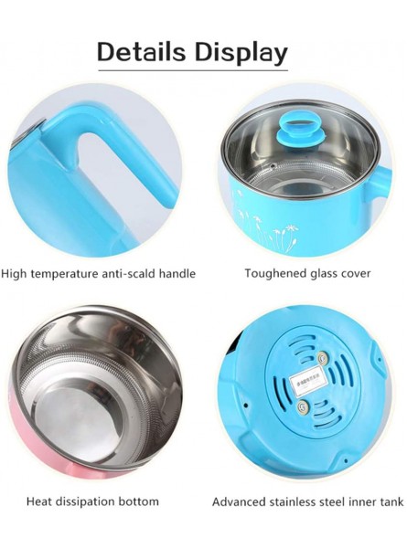 JTJxop 6.9Inch Mini Electric Skillet Multi-Function Electric Cooker With Glass Cover Heat-Resistant Handle Easy To Clean 400W Power Temperature Control,Blue - KGLLX0BQ