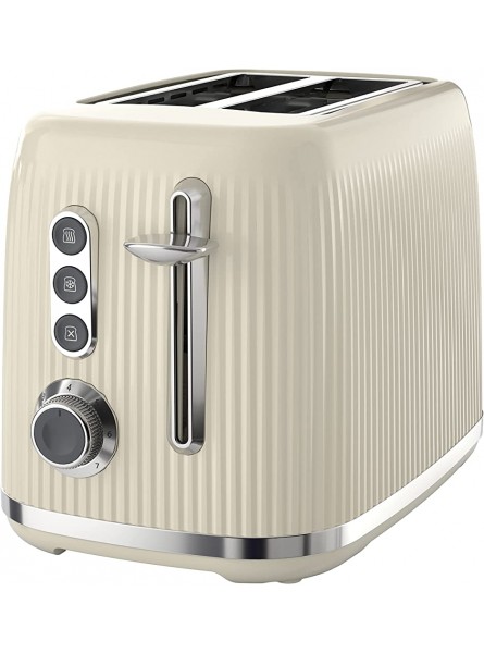 Breville Bold Vanilla Cream 2-Slice Toaster with High-Lift and Wide Slots | Cream and Silver Chrome [VTR003] - LUOAJED0