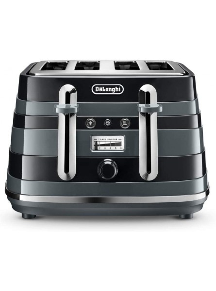 De'Longhi Avvolta 4-slot toaster reheat defrost & 6 browning settings removable crumb tray CTA4003BK Black - IQQFEVMB