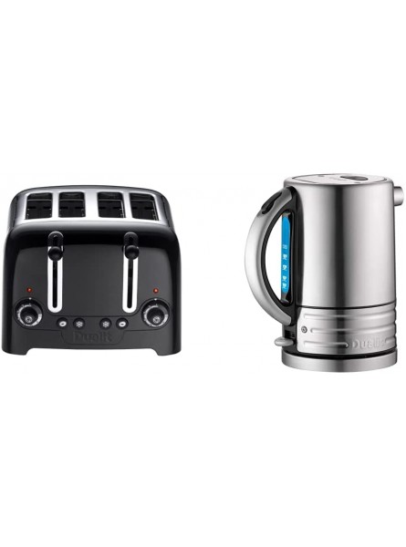 Dualit 46205 4 Slot Lite Toaster in Black Finish & Architect Kettle | 1.5 L 2.3 KW Stainless Steel Kettle with Brushed Finish | Measuring Window with Cup Level Indicators | 72905 - PHJB0SB8