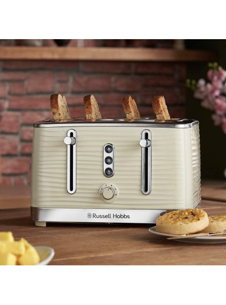 Russell Hobbs 24384 Cream Inspire 4 Slice Toaster Wide Slot with Lift and Look Feature High Gloss Chrome Accents 1800 W - EWND6BV5