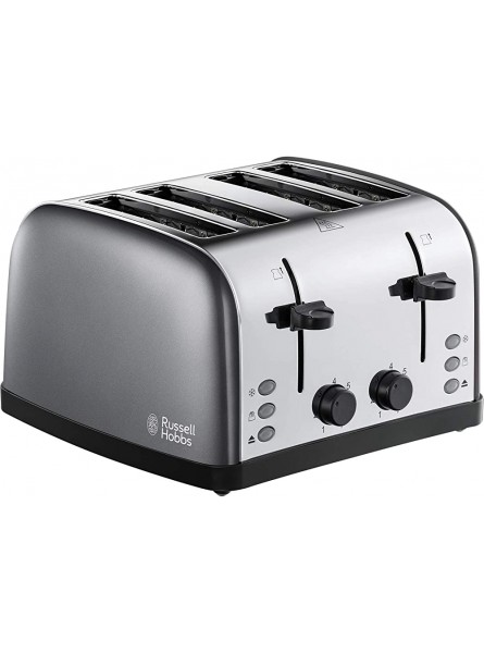 Russell Hobbs 28364 Stainless Steel Toaster 4 Slice with Variable Browning Settings and Removable Crumb Trays Grey - GTHE2BSK