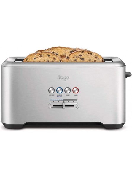 Sage BTA730UK the Bit More 4 Slice Long Slot Toaster Silver - WDSGF5OK