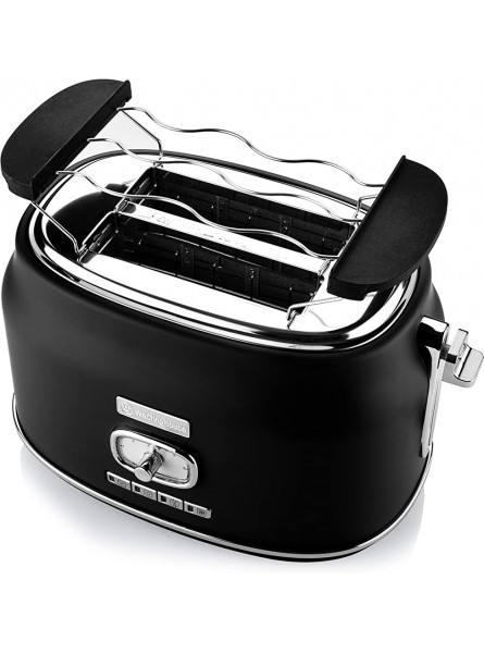 Westinghouse Retro 2-Slice Toaster Six Adjustable Browning Levels with Self Centering Function & Crumb Tray Including Warm Rack for Bread Bagels Sandwiches & Croissants Black - URIY67G9