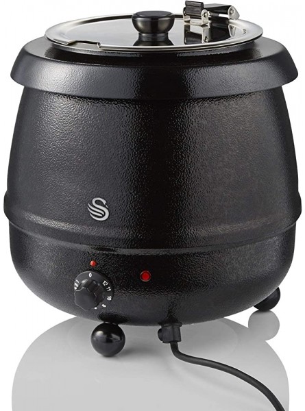 Swan 10L Soup Kettle 400W Removable Inner Pot Adjustable Temperature Portable Design Stainless-Steel and Black Finish SSK18010N - VKBMVV9K