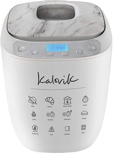 'Kalorik TKG BBA 2000 Bread Maker up to 900 g Automatic Programmes Timer LCD Display Removable Basket & Dough Hook 500 W Marble Design White With Marble Finish - WPRSOME5