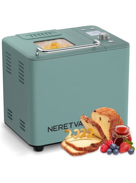 Neretva Bread Maker Machine  20-in-1 2LB Automatic Breadmaker with Gluten Free Pizza Sourdough Setting Digital Programmable 1 Hour Keep Warm 2 Loaf Sizes 3 Crust Colors Receipe Booked Included - ORWWD4PN