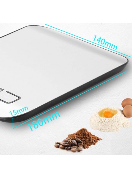 11lb 5kg Kitchen Scales Digital Ultra Thin Food Cooking Baking Scale,1g 0.1oz Precise Graduation,5 Units Tare Function Touch Button Backlit LCD，High Precision Silver. - EZNT3K2I