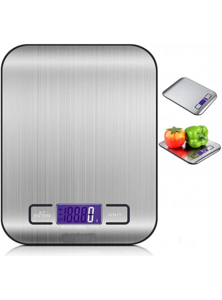 AtHomeBaking Kitchen Scale | Stainless Steel Digital Food Scale Measures Accurately from 1g to 5kg | 18 x 14 cm Compact and Lightweight Food Weighing scales - USKENXVN