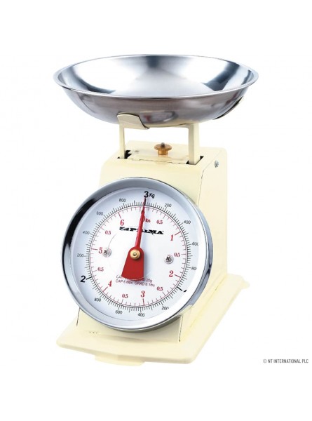 Cream 3kg Stainless Steel Analogue Retro Traditional Kitchen Weighing Scales - WDAQ1J7A