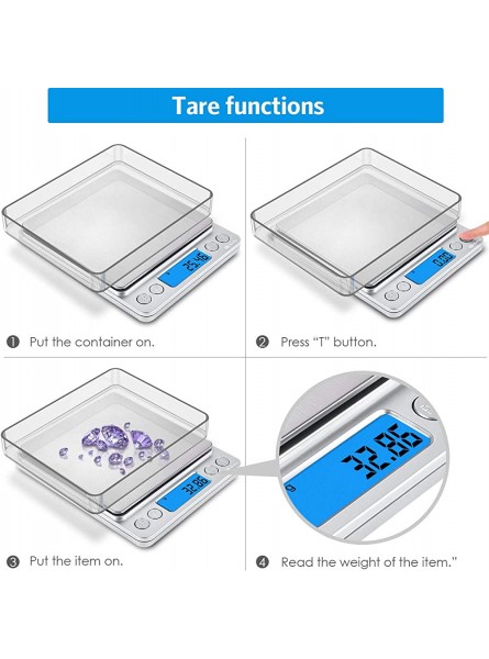 Criacr Pocket Scale 500g High-Precision Kitchen Scale with 100g Calibration Weight Stainless Steel Mini Kitchen Scale with Backlit 0.01g Precise 2 Trays Tare and PCS Function Batteries Included - KFKQB6U6