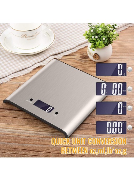 Kitchen Scale [New Version] [5kg 1g] Diyife Food Scale Electronic Cooking Scale Arc Slim Design Digital Scale with LCD Display Stainless Steel Panel Weighing Scale for Food Battery Included - EPML8AU9