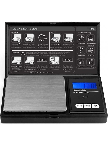 REQUISITE NEEDS Digital Pocket Scale Portable Digital Kitchen Scale Weighing Scale 0.01g 200g-BLACK 2 x AAA BATTERIES INCLUDED - BARMHQKM