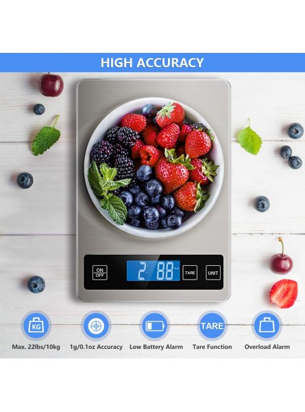 Romanda Kitchen Scales,Digital Scales Kitchen Weight Grams and Oz Electronic Food Scales for Baking and Cooking,1g 0.1oz Precise Graduation,22lb 10kg - DYBCAD4I
