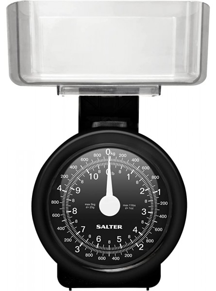 Salter 114 BKCLDR Compact Mechanical Kitchen Scales No Batteries Required- Black - NWOZBX19