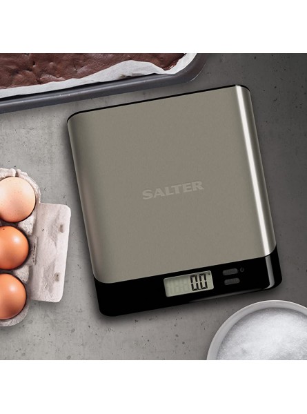 Salter Pro Digital Kitchen Scales Electronic Food Weighing Slim Design Cooking Scale Home Appliance LCD Display Add & Weigh Compact Storage Easy To Clean 15 Year Stainless Steel - LXDIG97A