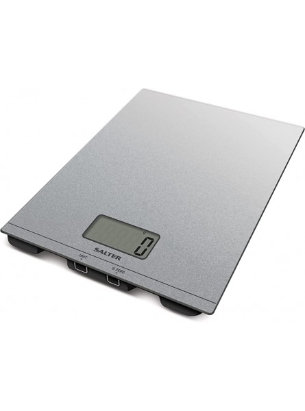 Salter Silver Glitter Glass Electronic Scale Large Ultra Slim Glass Platform Large Easy To Read Lcd Display Add and Weigh Function Aquatronic Function for Measuring Liquids in ml or fl.oz - PKVWS032