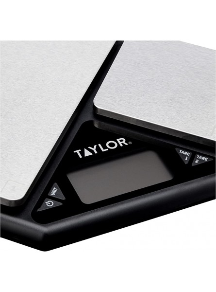 Taylor Pro Digital Kitchen Food Scales with Dual Platform Weighing Design Professional Standard with Precision Accuracy and Tare Function Brushed Stainless Steel Black Silver 5 kg Capacity - UOXEGR3S
