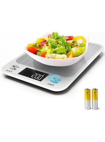 UNIWA Digital Kitchen Scales Slim Design & Stainless Steel Platform Weigh food 10kg LCD Display Precision up to 1g Electronic Food Scales Weighing with Tare Function 7 units to conversion Black - QROY5JV0